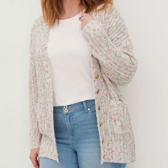 torrid Sweaters - Torrid Chunky Knit Rainbow Cardigan Sweater